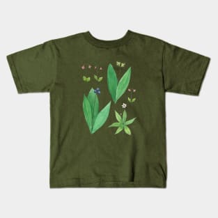 Borealis Wildflower Watercolor Illustrations Kids T-Shirt